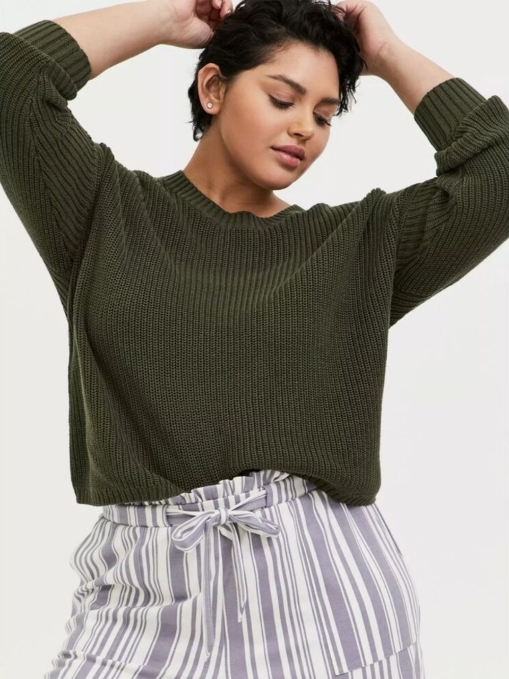 Torrid Olive Ribbed Crew Neck Sweater Size 1X